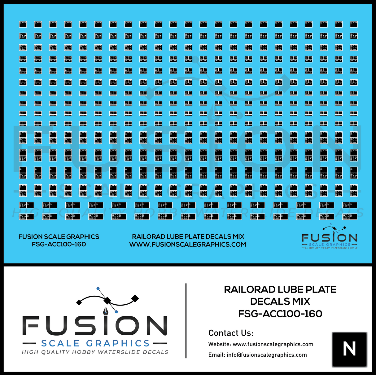 N Scale Railroad Lube Plate Decal Set Mix