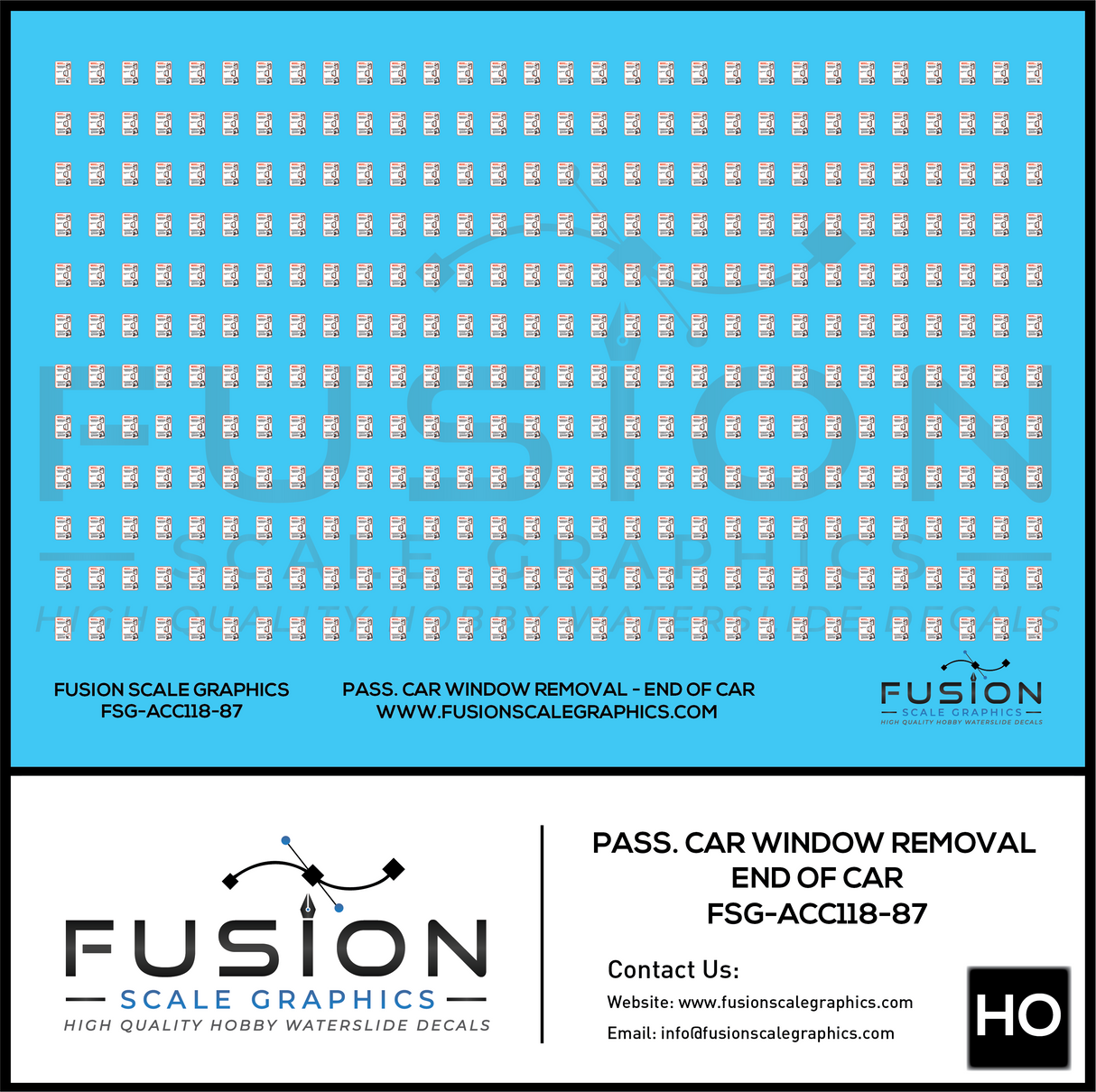 HO Scale Passenger Car Window Removal Decals For End of Car Decal Set