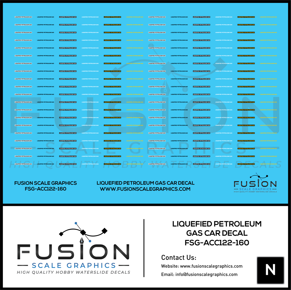 N Scale Liquefied Petroleum Gas Decal For Tank Cars Decal Set