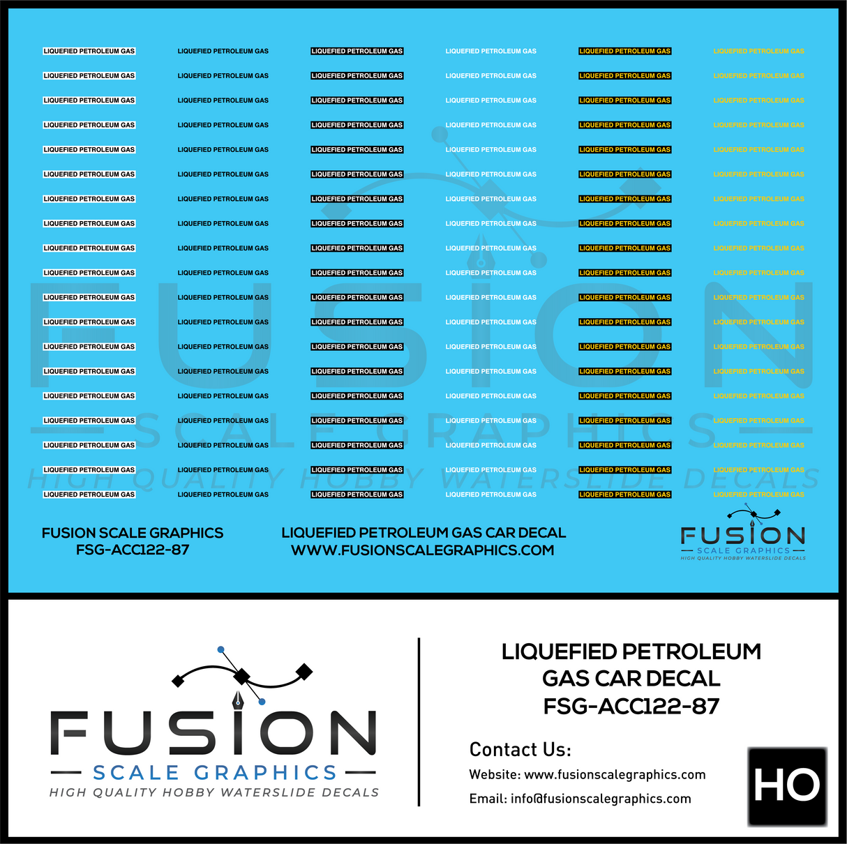 HO Scale Liquefied Petroleum Gas Decal For Tank Cars Decal Set