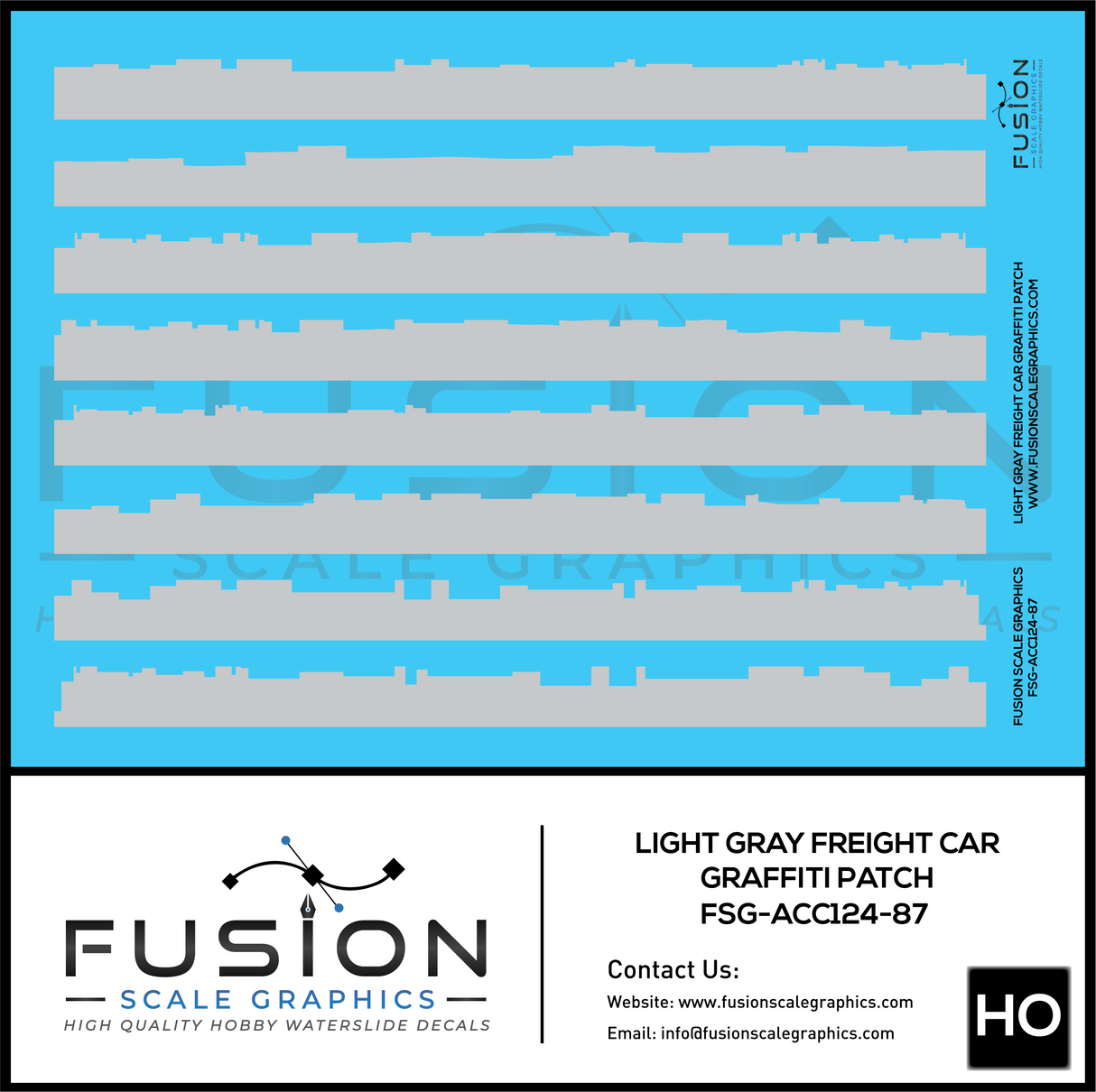 HO Scale Light Gray Freight Car Graffiti Paint Patch Out Decal Set