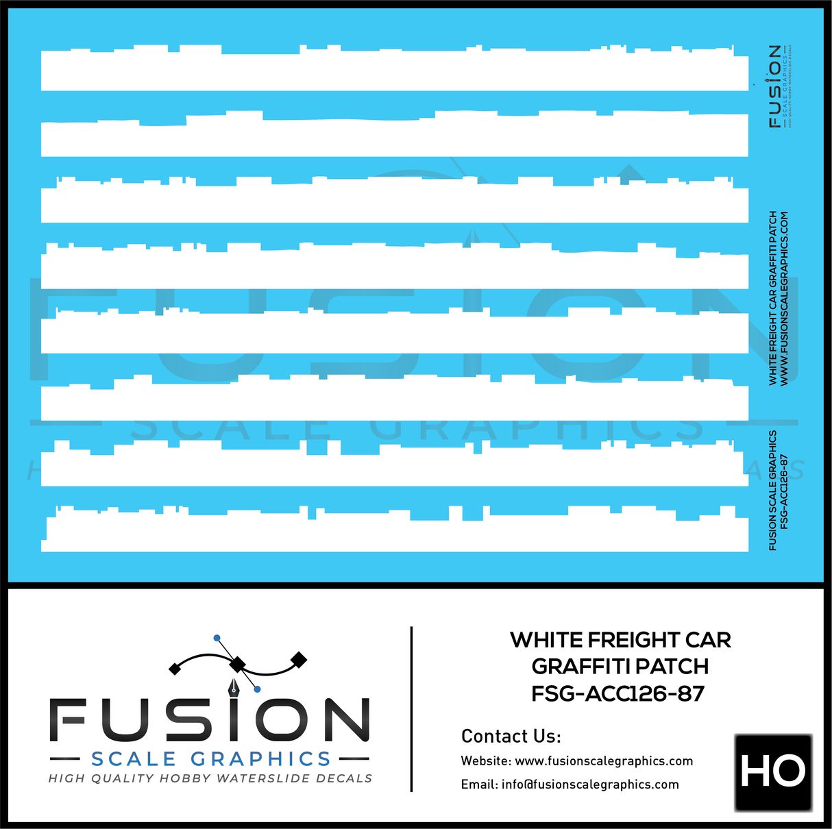 HO Scale White Freight Car Graffiti Paint Patch Out Decal Set