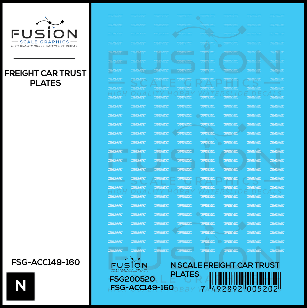 N Scale Freight Car Trust Plates White Decal Set