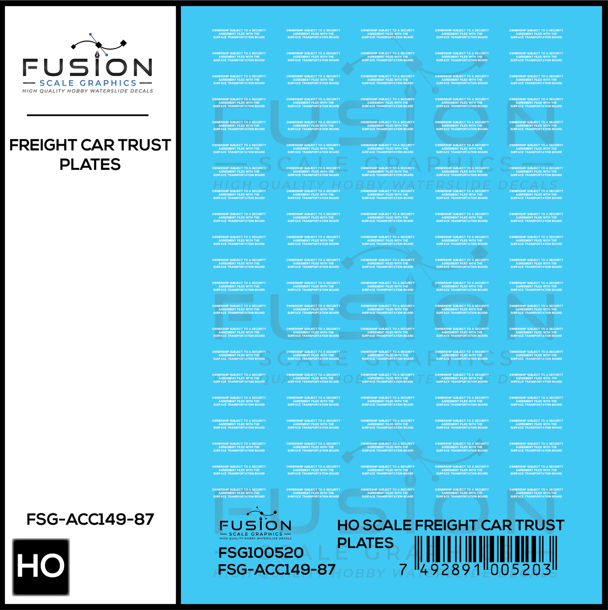 HO Scale Freight Car Trust Plates White Decal Set