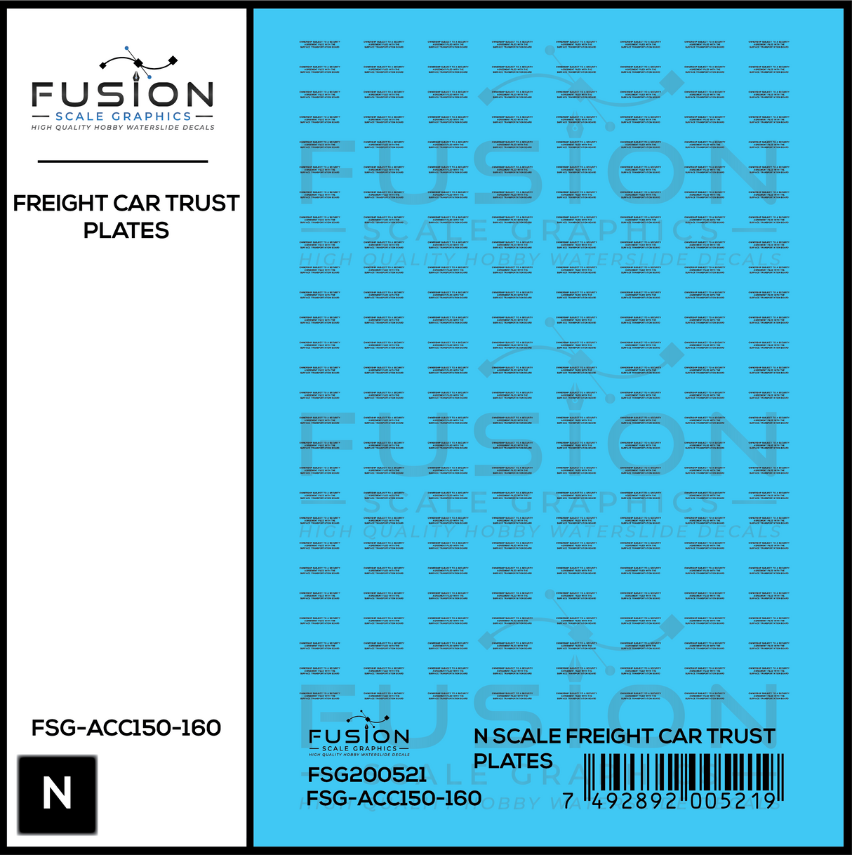 N Scale Freight Car Trust Plates Black Decal Set