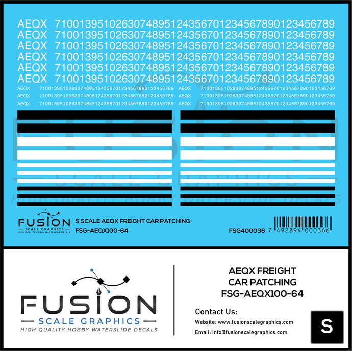 S Scale AEQX Freight Car Patching Decal Set – Fusion Scale Graphics