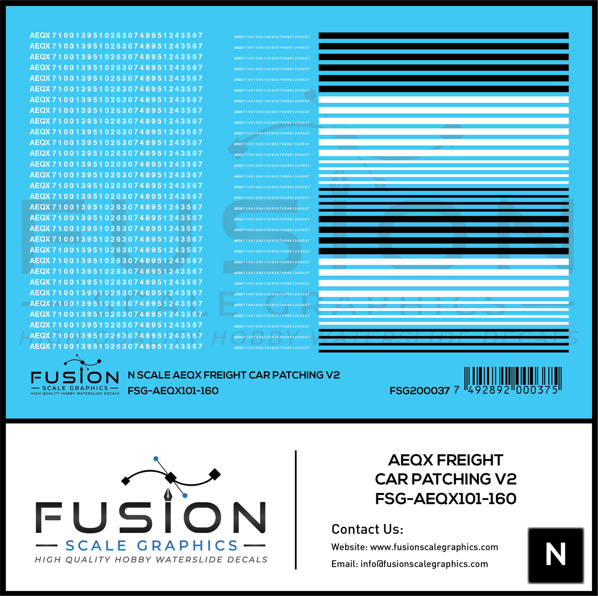 N Scale AEQX Freight Car Patching Decal Set V2