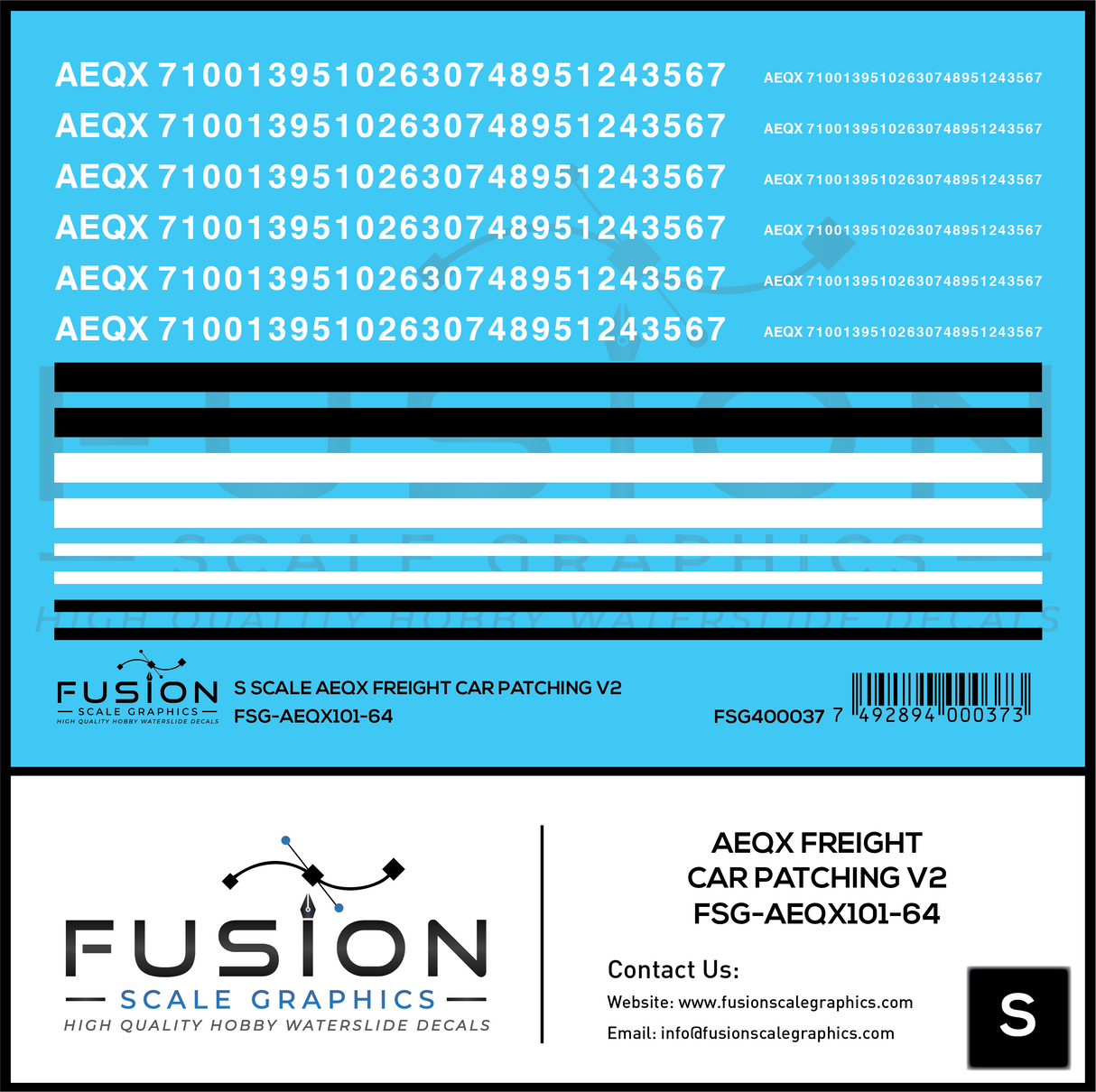 S Scale AEQX Freight Car Patching Decal Set V2