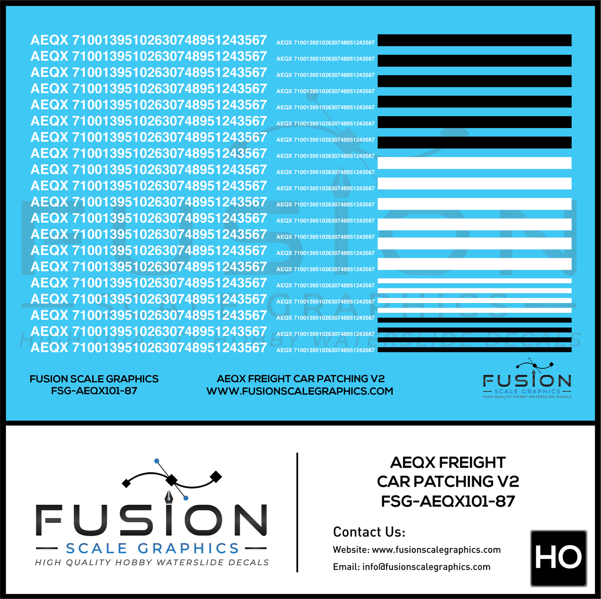 HO Scale AEQX Freight Car Patching Decal Set V2