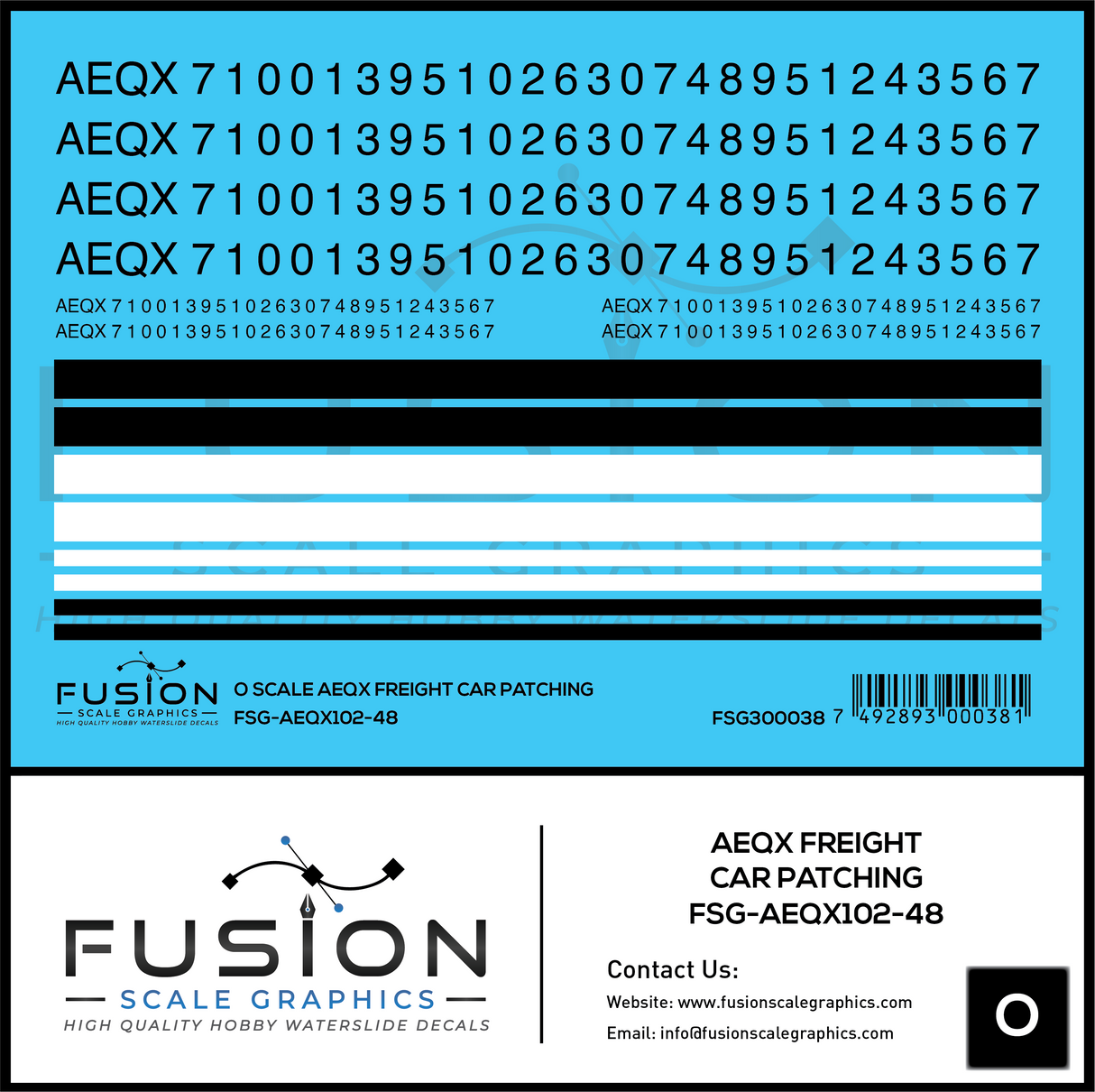O Scale AEQX Black Freight Car Patching Decal Set