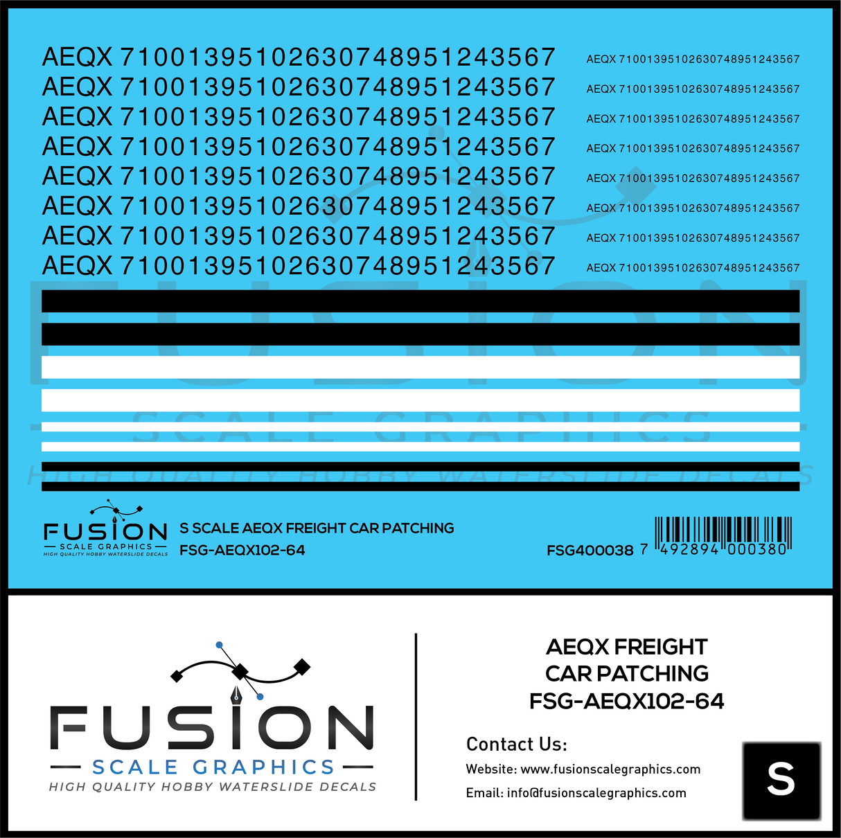 S Scale AEQX Black Freight Car Patching Decal Set