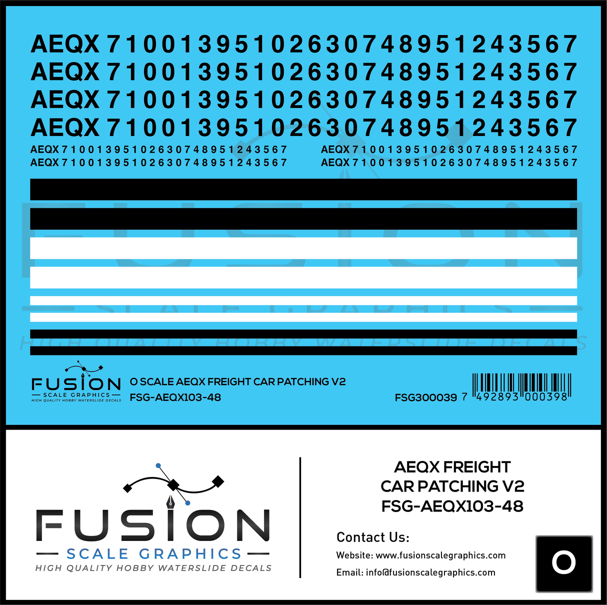 O Scale AEQX Black Freight Car Patching Decal Set V2