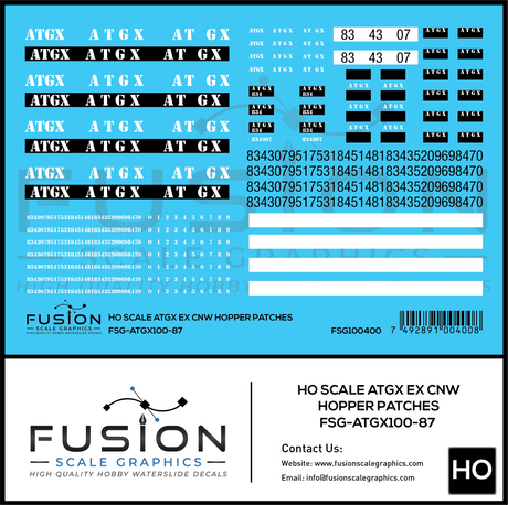 HS Scale ATGX Ex CNW Green Hopper Patching Decal Set