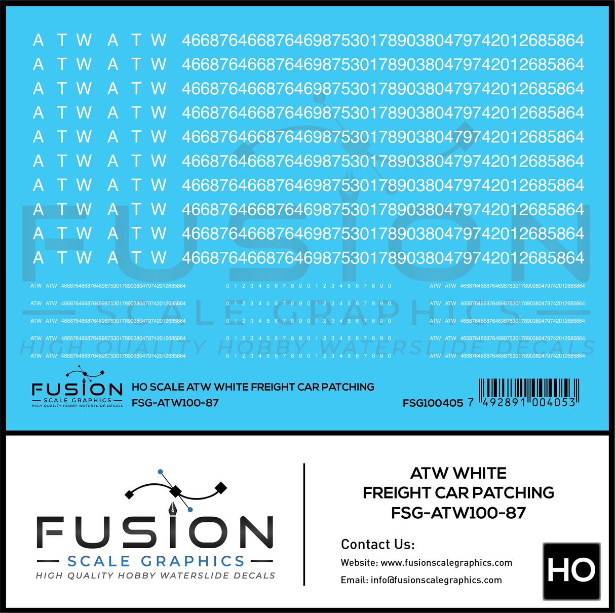 HO Scale ATW White Freight Car Patching Decal Set