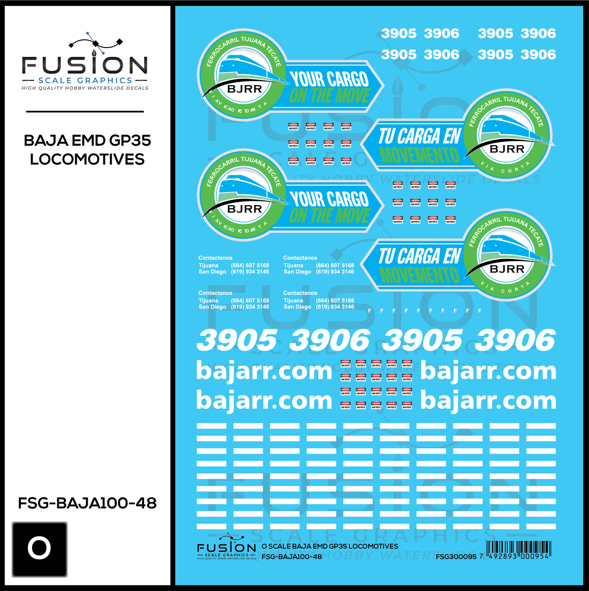 O Scale BAJA GP35 Locomotives Decal Set
