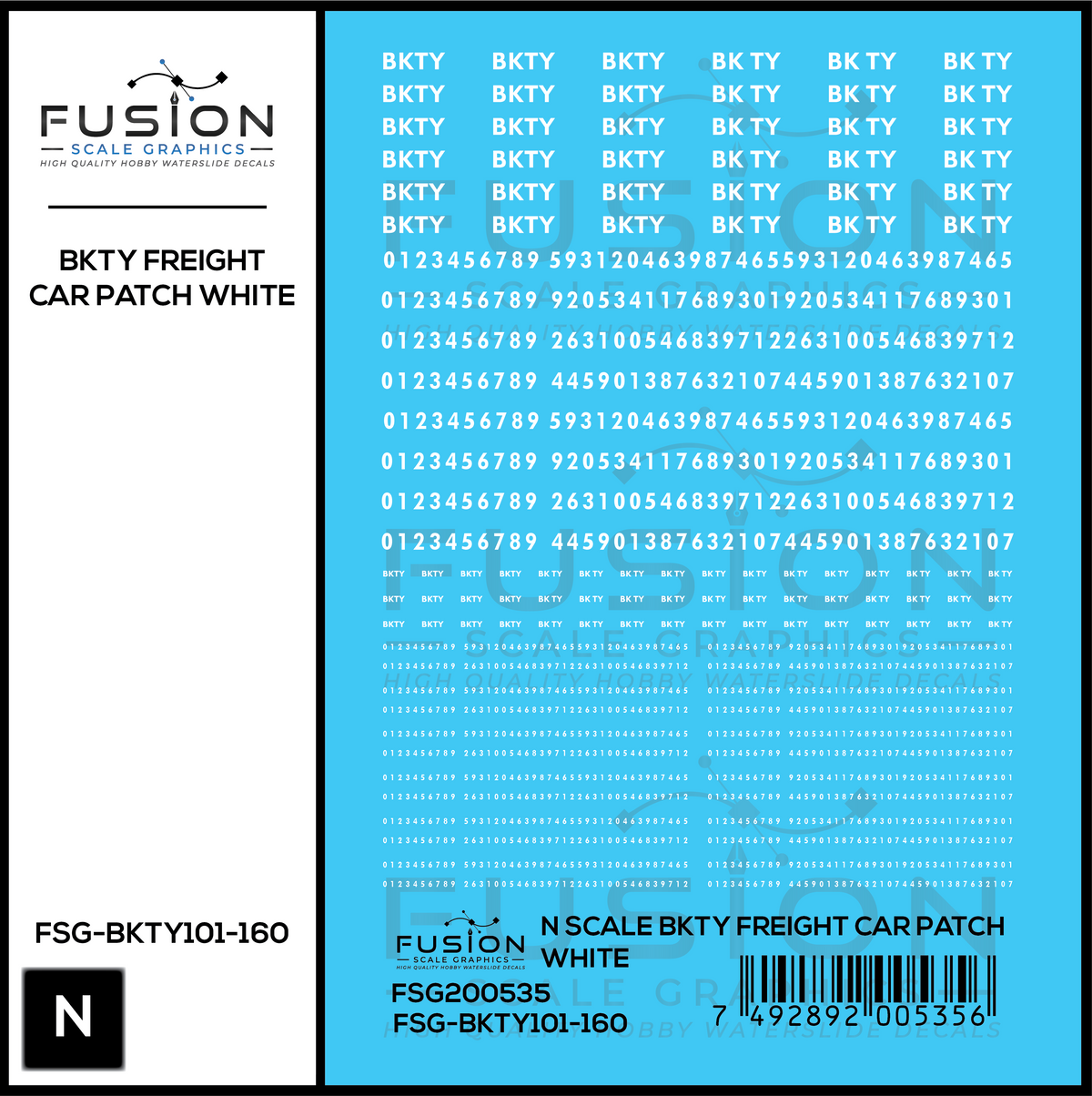 N Scale BKTY White Freight Car Patches Decal Set – Fusion Scale Graphics