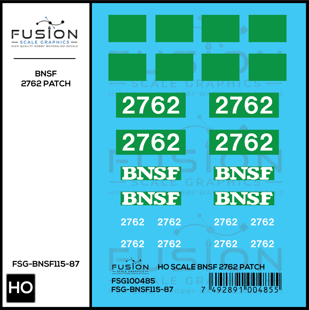 HO Scale BNSF 2762 Patch Decal Set