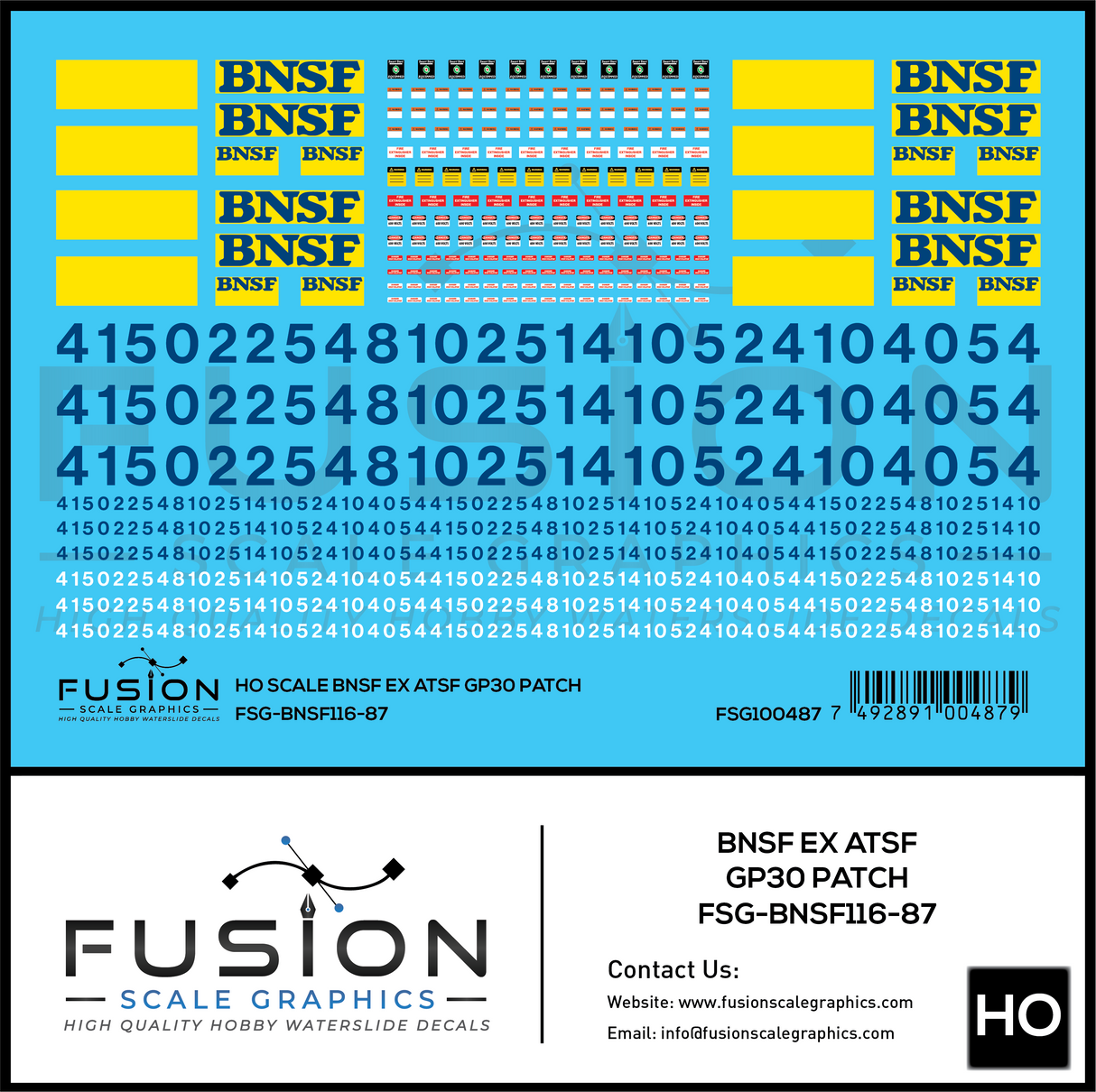 HO Scale BNSF Ex Santa Fe GP30 Patch Decal Set