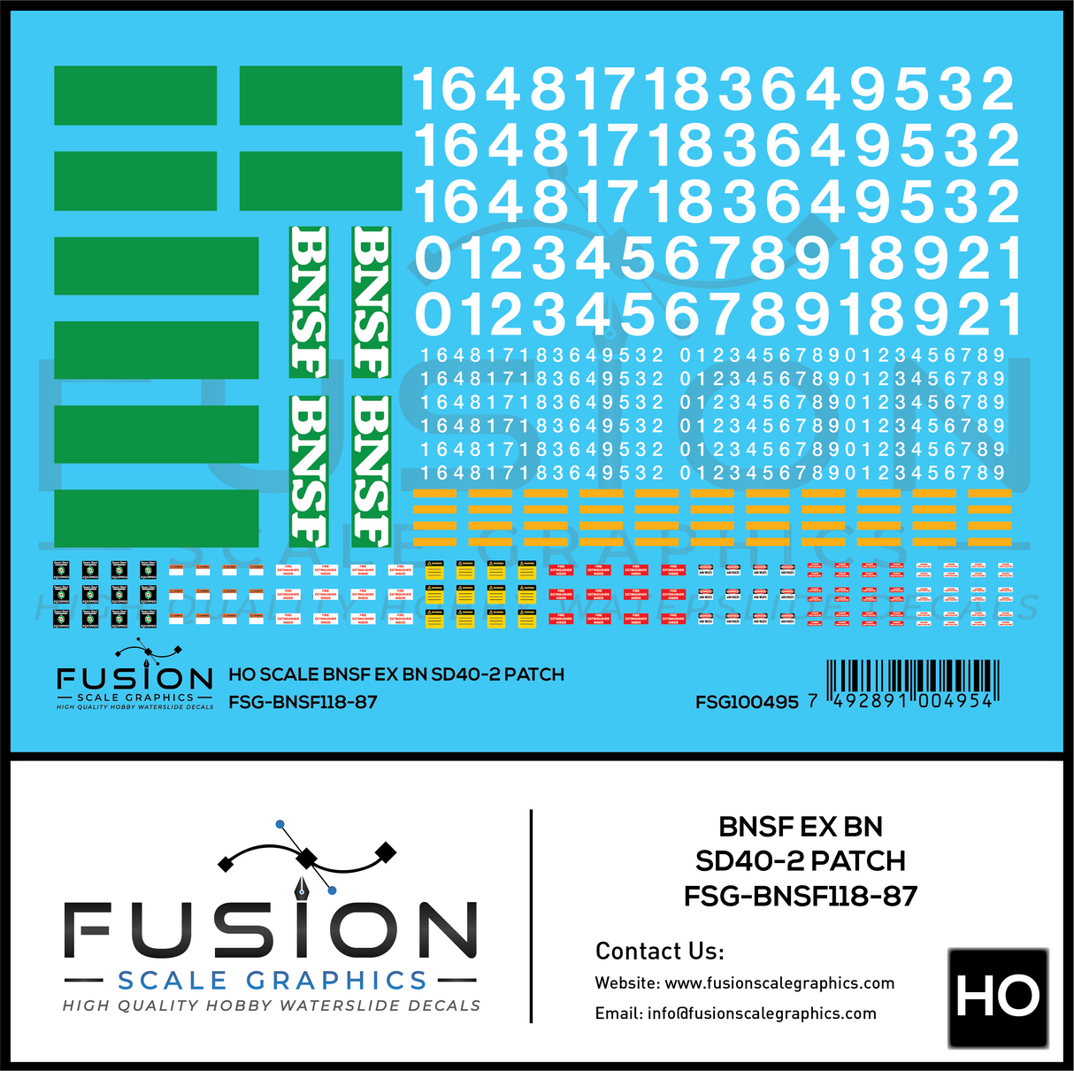 HO Scale BNSF Ex BN EMD SD40-2 Locomotive Patching Decal Set