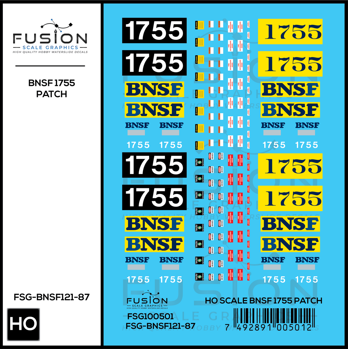 HO Scale BNSF SD40-2 1755 Locomotive Patch Decal Set