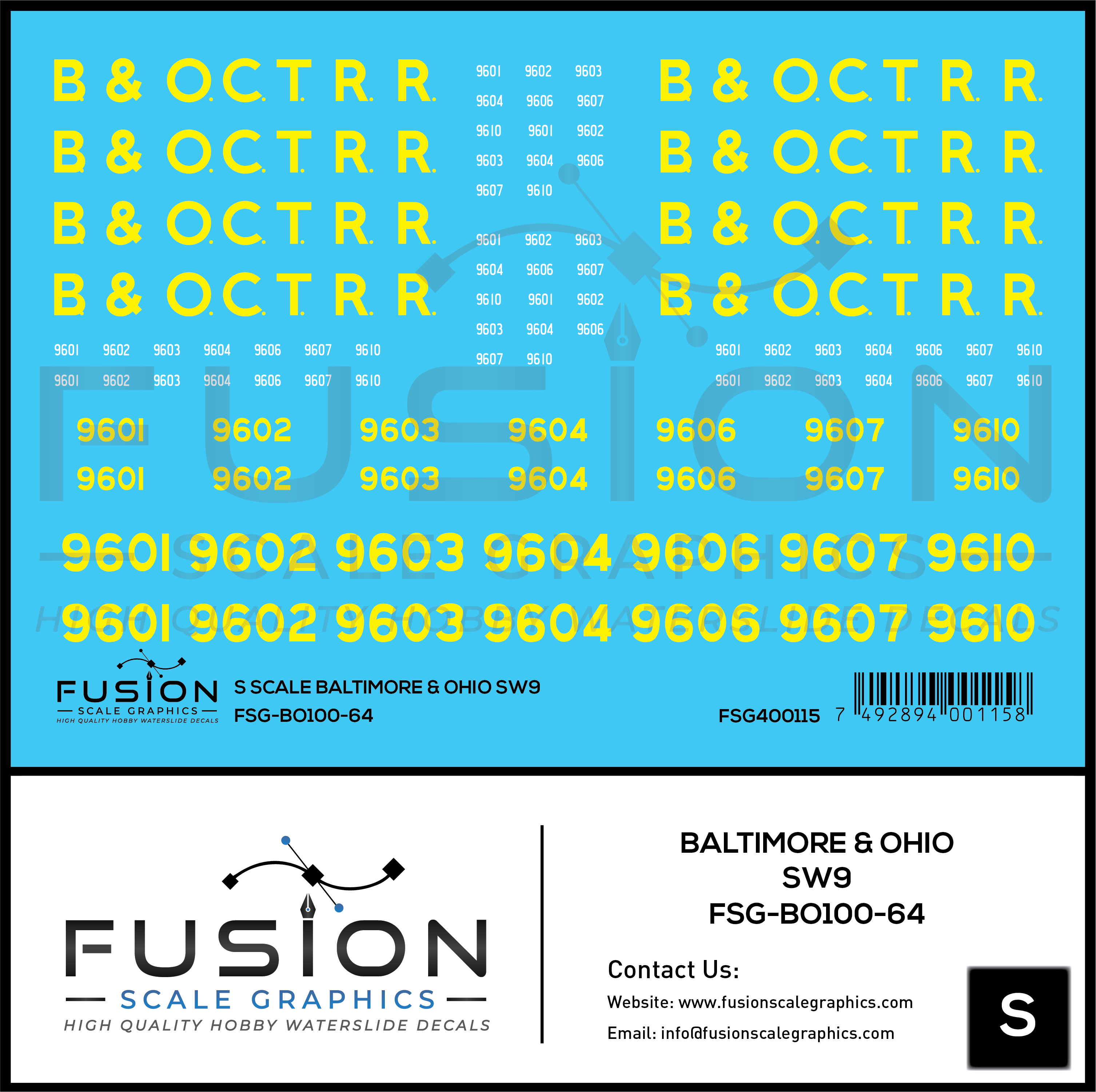 Sw9 Layout S Scale Baltimore & Ohio EMD SW9 Locomotive Decal Set – Fusion Scale ...