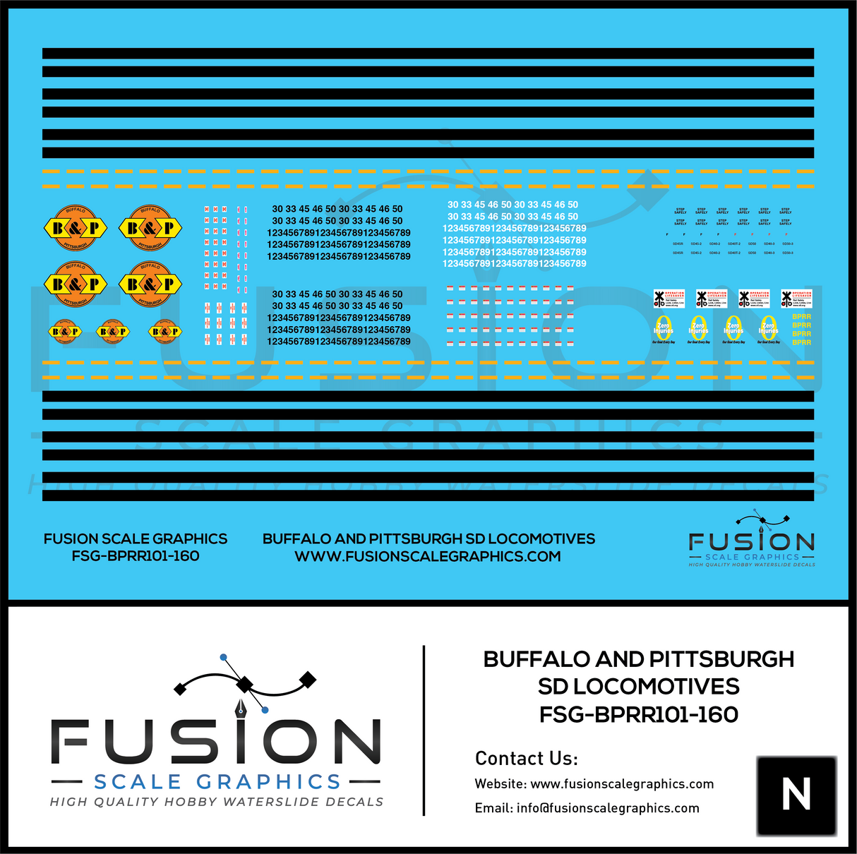 N Scale Buffalo and Pittsburgh EMD SD40's and SD45's Locomotives Decal Set