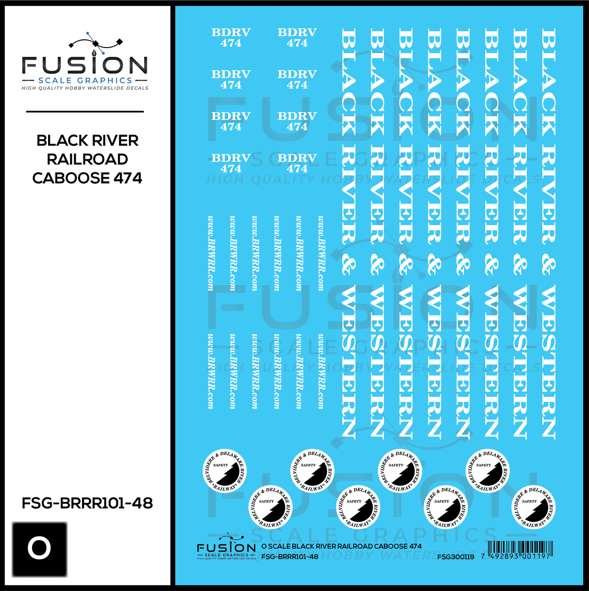 O Scale Black River Railroad Caboose 474 Decal Set