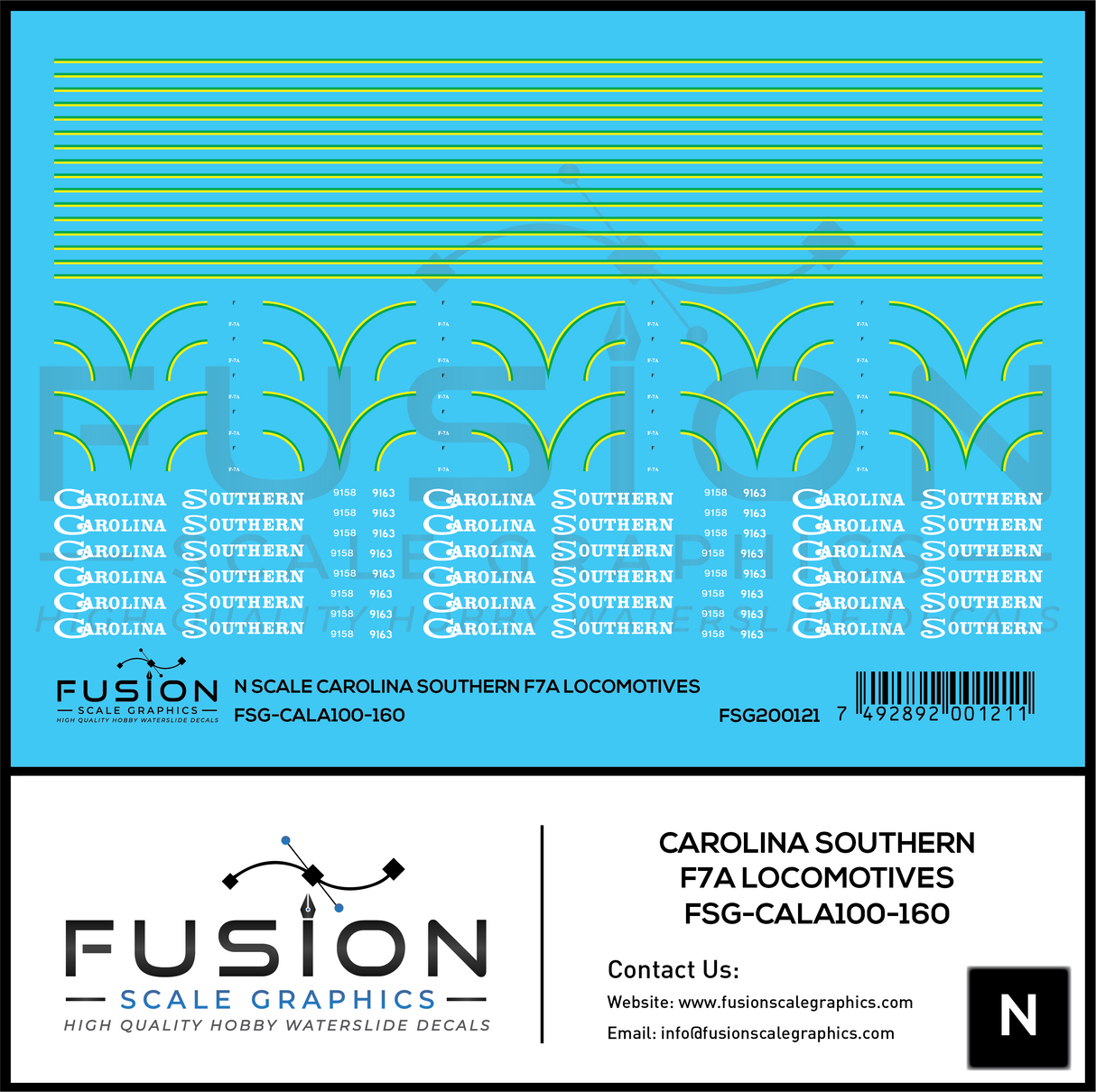 N Scale Carolina Southern EMD F7 Locomotives Decal Set