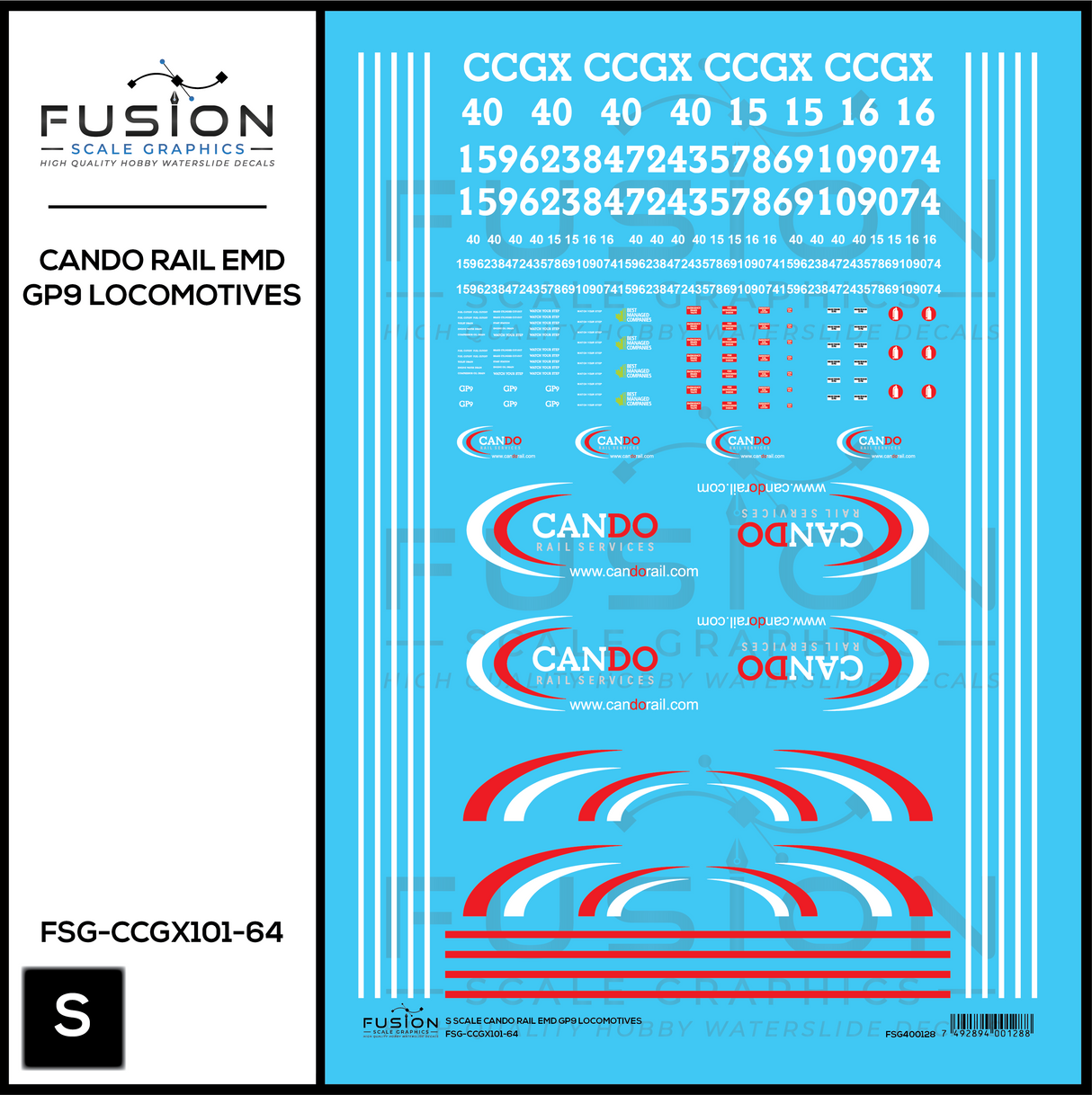 S Scale Cando Rail EMD GP9 Locomotives Decal Set
