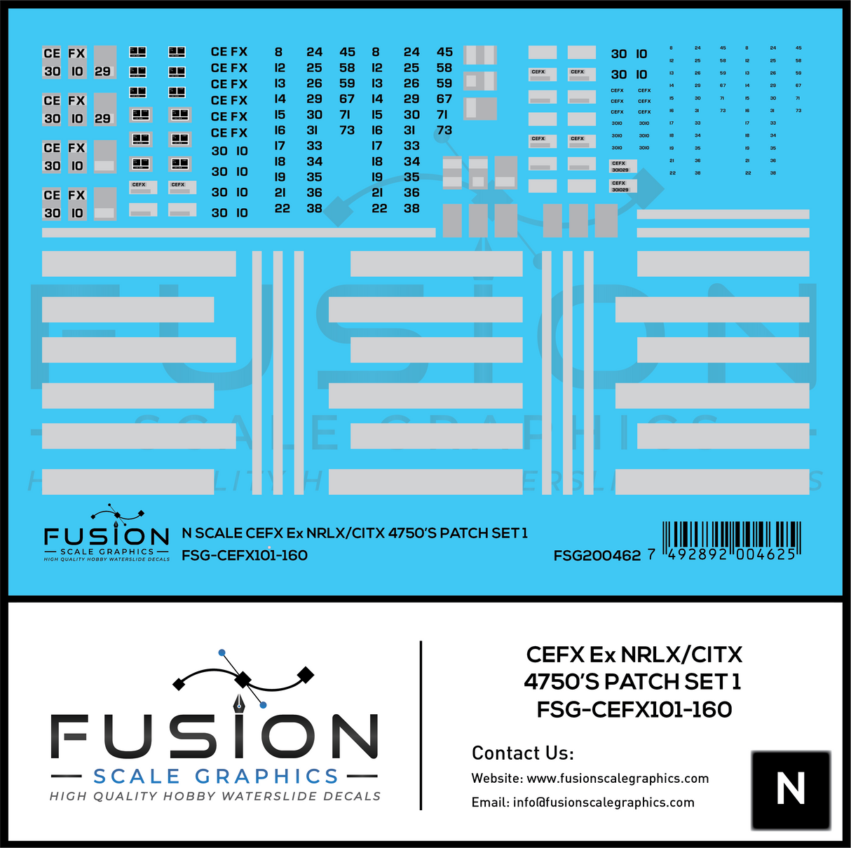 N Scale CEFX Ex NRLX/CITX Foster Farms 4750 Hoppers Patching Decal Set