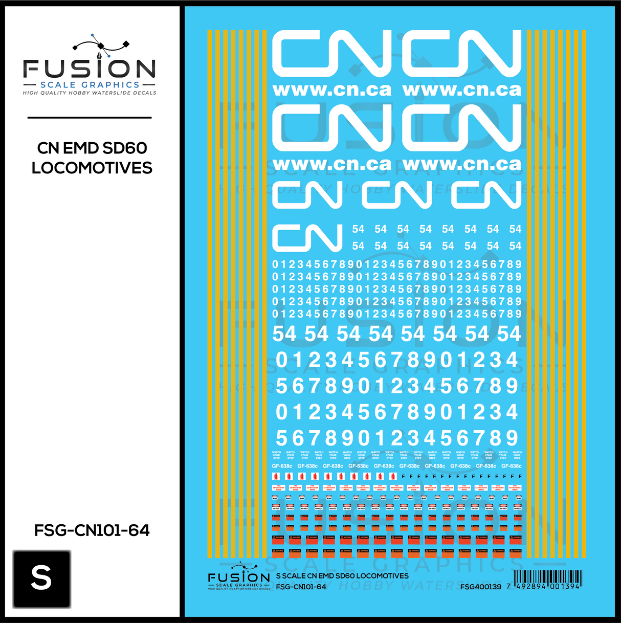 S Scale Canadian National EMD SD60 Locomotives Decal Set