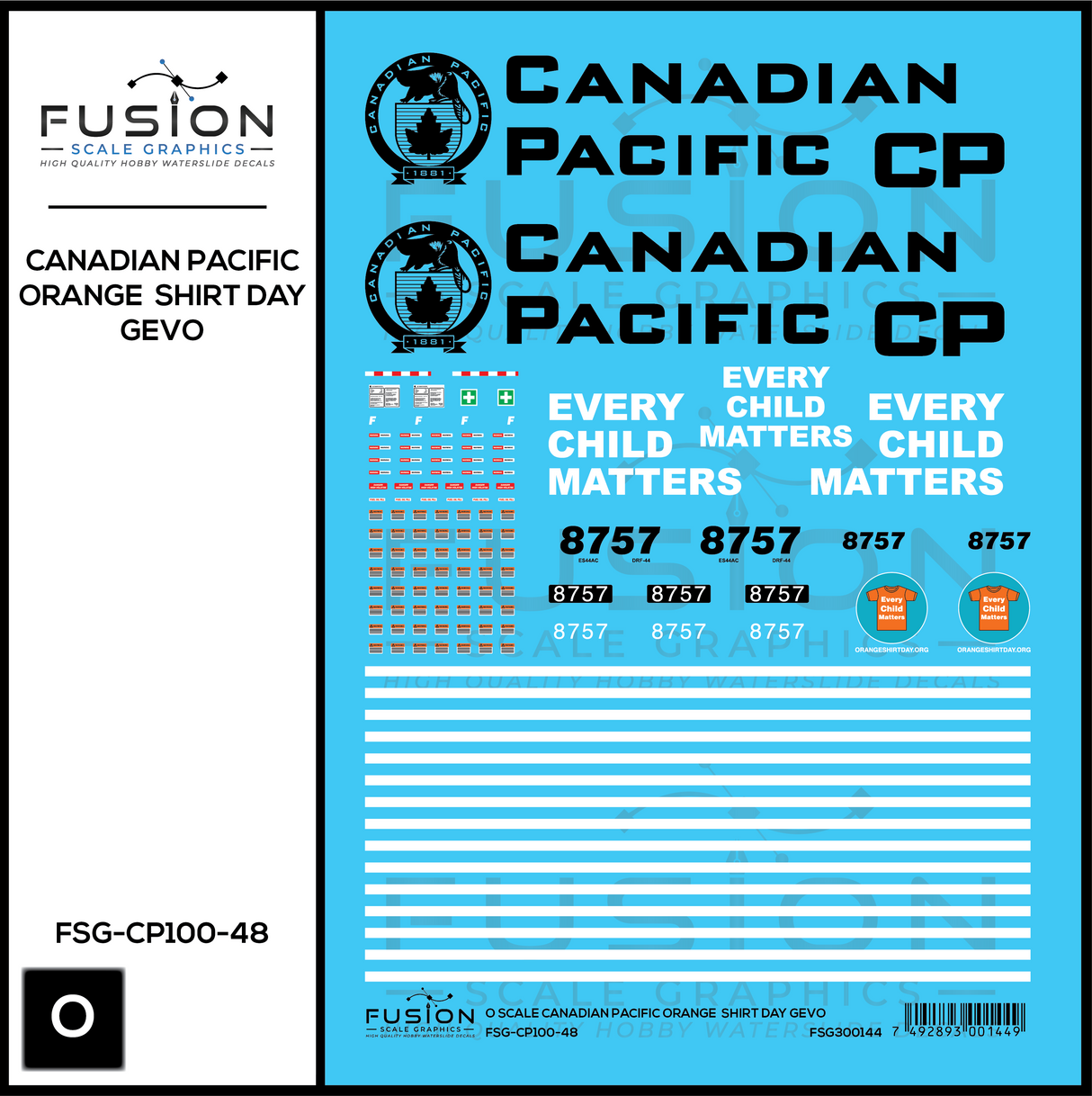 O Scale Canadian Pacific Every Child Matters GEVO Decal Set
