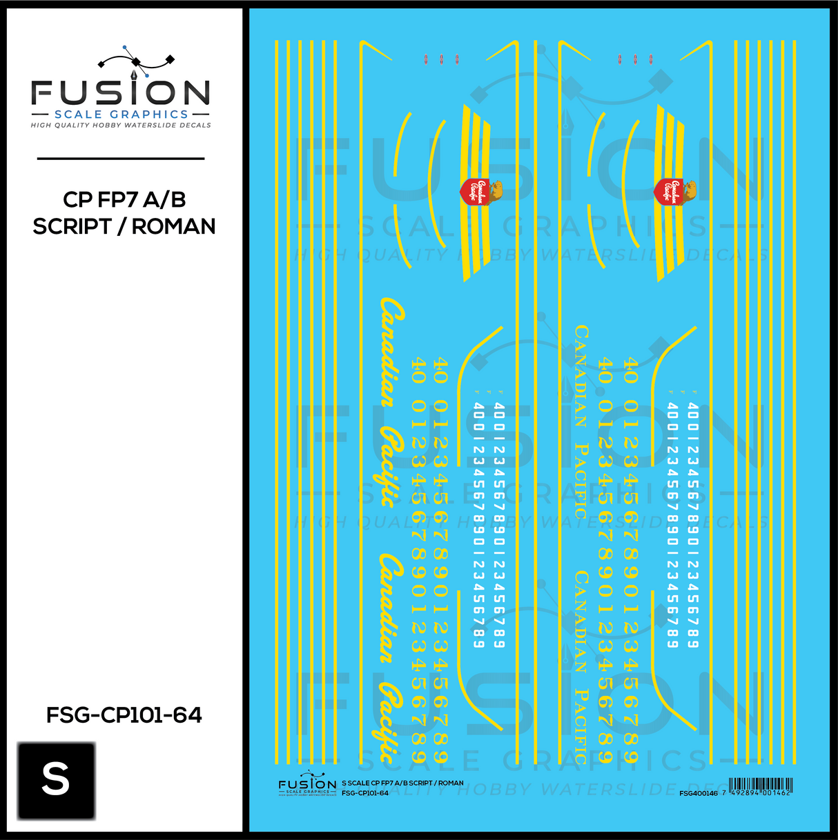 S Scale Canadian Pacific EMD FP7 A/B Locomotives Decal Set