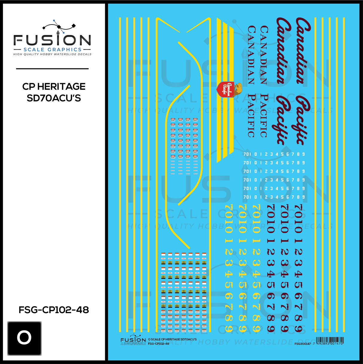 O Scale Canadian Pacific Heritage SD70ACU Locomotives Decal Set