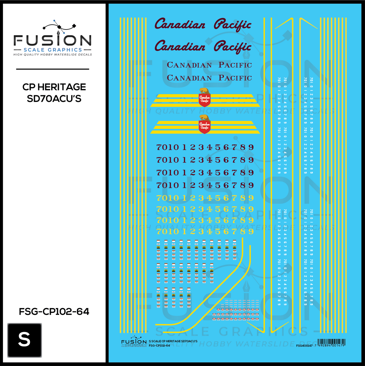 S Scale Canadian Pacific Heritage SD70ACU Locomotives Decal Set
