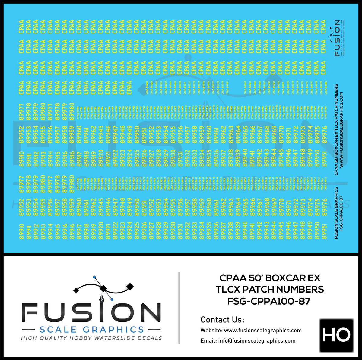 HO Scale CPAA 50' Boxcars ex TLCX Number Patching Decal Set – Fusion ...