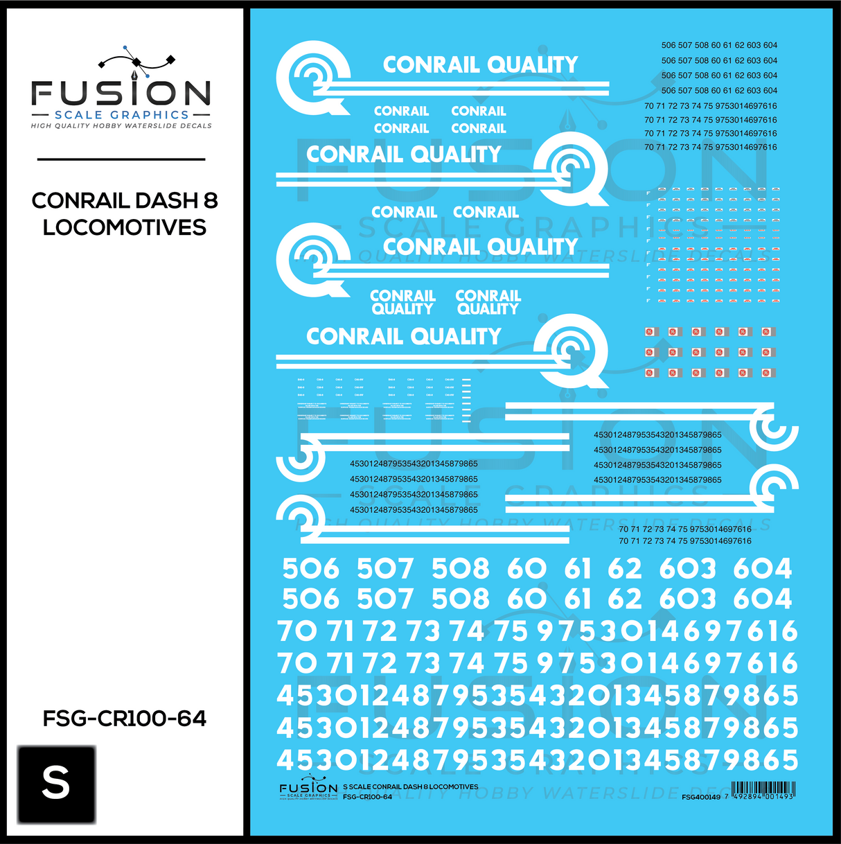 S Scale Conrail GE Dash 8 Locomotives Decal Set
