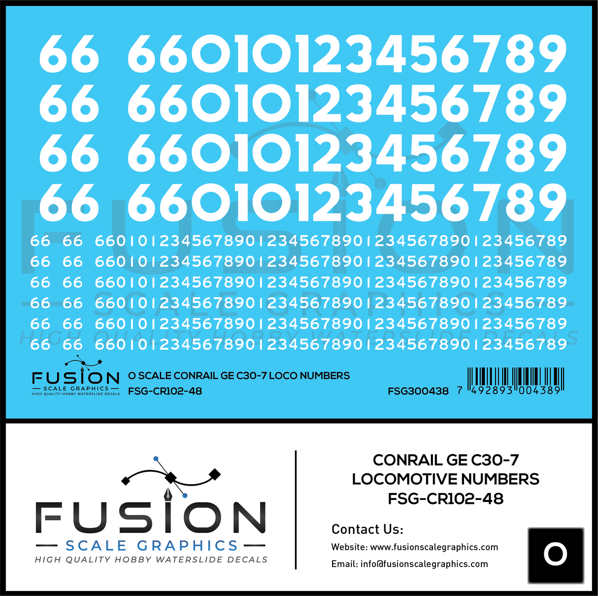 O Scale Conrail GE C30-7 Locomotive Renumber Decal Set
