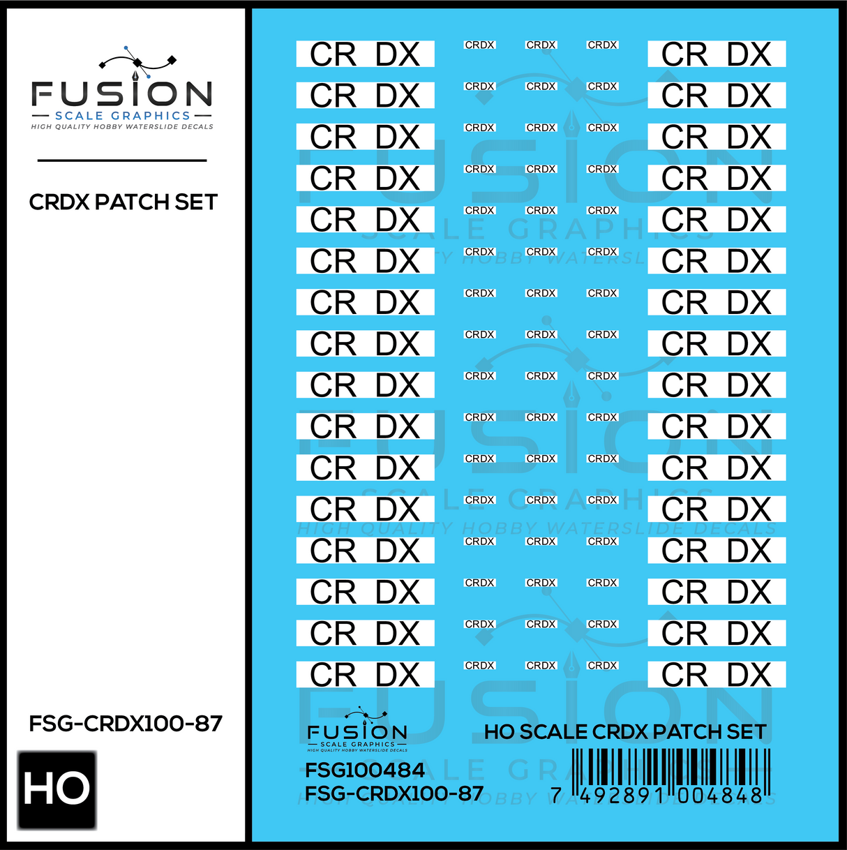 HO Scale CRDX Black W/ White Patch Freight Car Repatch Decal Set