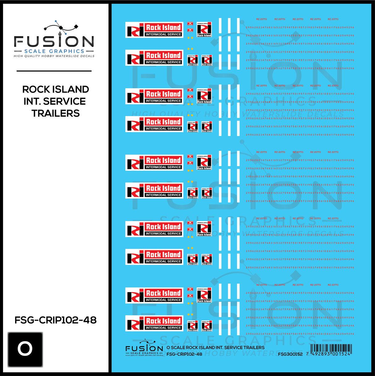 O Scale Rock Island Intermodal Service Truck Trailers Decal Set