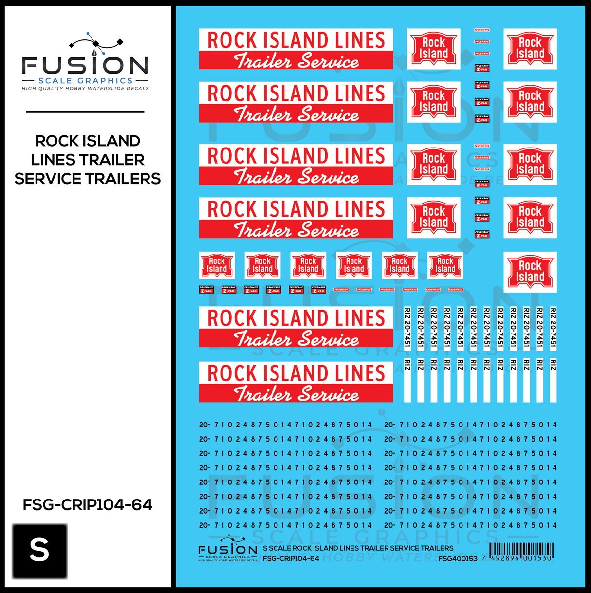 S Scale Rock Island Lines Trailer Service Decal Set