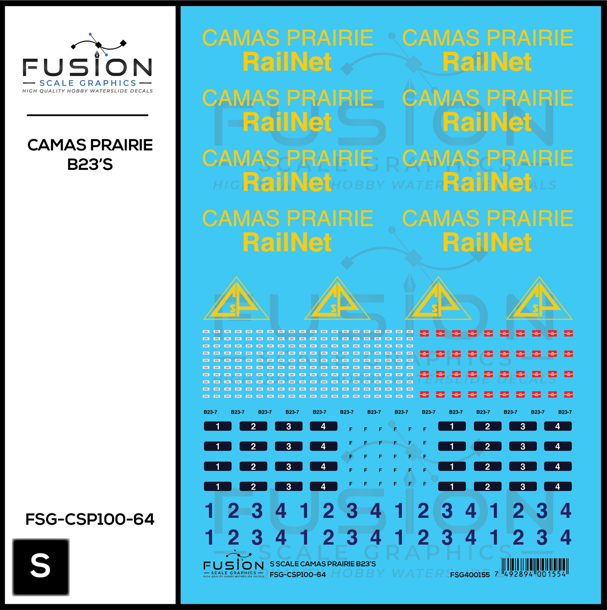 S Scale Camas Prairie RailNet GE B23-7 Locomotives Decal Set