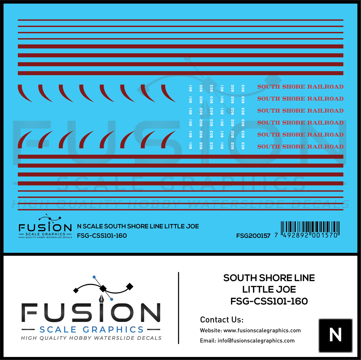 N Scale South Shore Line Little Joe Locomotives Decal Set