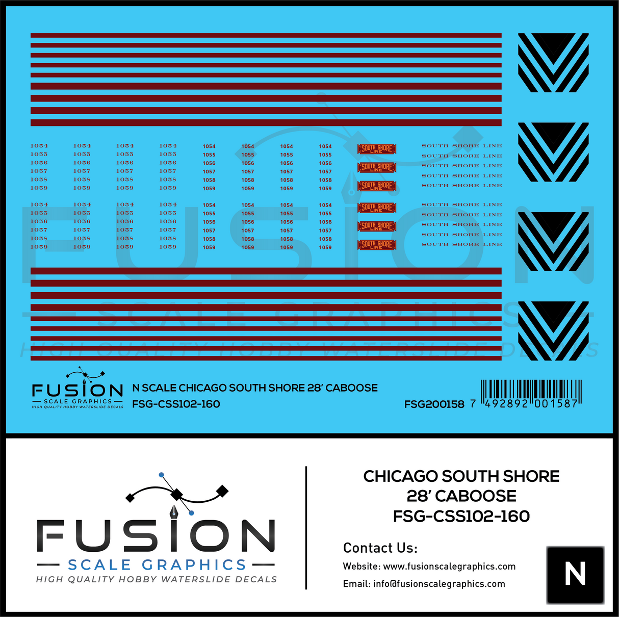 N Scale South Shore Line Caboose Decal Set