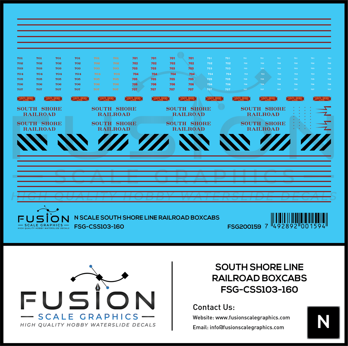 N Scale South Shore Railroad Boxcabs Decal Set