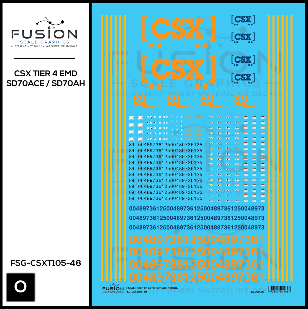 O Scale CSX EMD T4 SD70ACE SD70AH Locomotive Decal Set