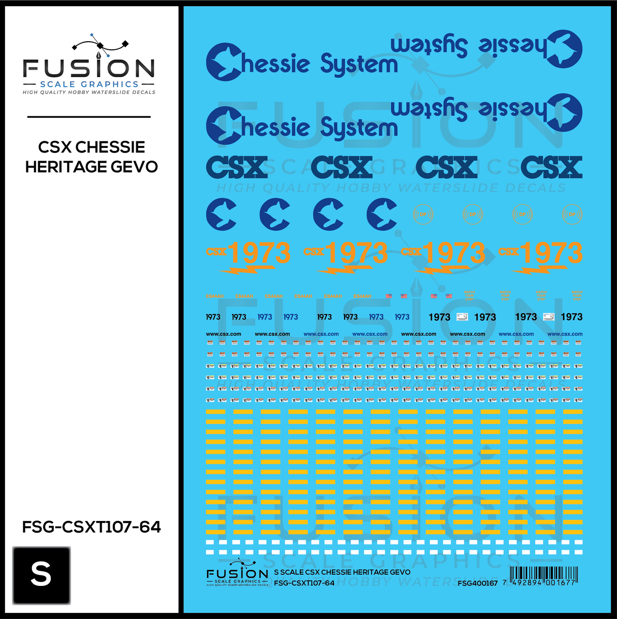 S Scale CSX 1973 Chessie System Heritage ES44AH Locomotive Decal Set