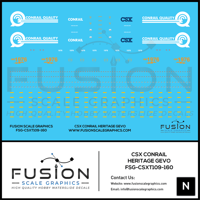 N Scale CSX Conrail Heritage GEVO Locomotive Decal Set – Fusion Scale ...
