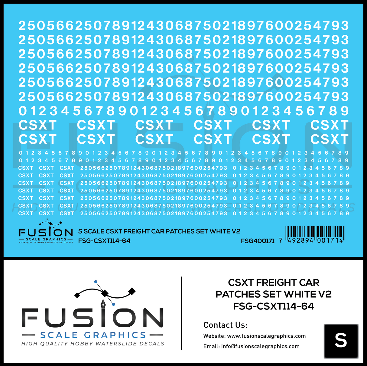S Scale CSX Freight Car Patches Set V2 White