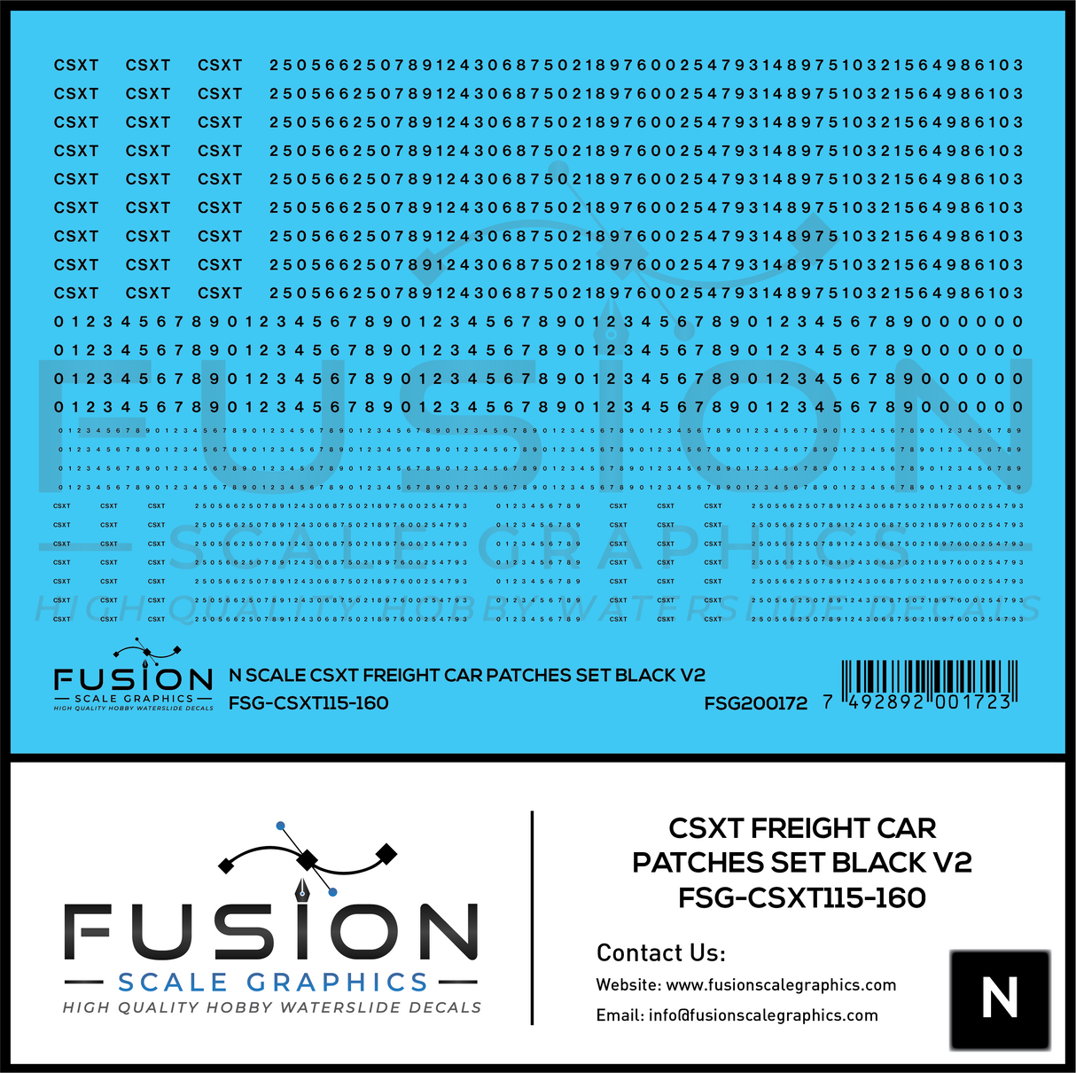 N Scale CSX Freight Car Patches Set V2 Black